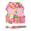 Cool Mesh Dog Harness with Leash - Pink Hawaiian Floral -- Not Returnable