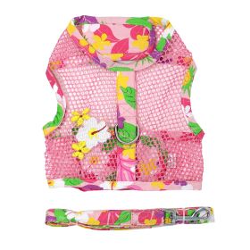 Cool Mesh Dog Harness with Leash - Pink Hawaiian Floral -- Not Returnable (Option: X-Small)