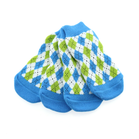 Non-Skid Dog Socks - Blue and Green Argyle -- Not Returnable (Option: X-Small)